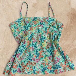 J. Crew Mint Green Easter Floral Tank Tie Back Size 14